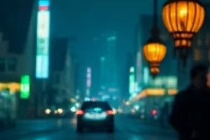 悬疑片《长夜回声》雨夜街道的冷调剧照